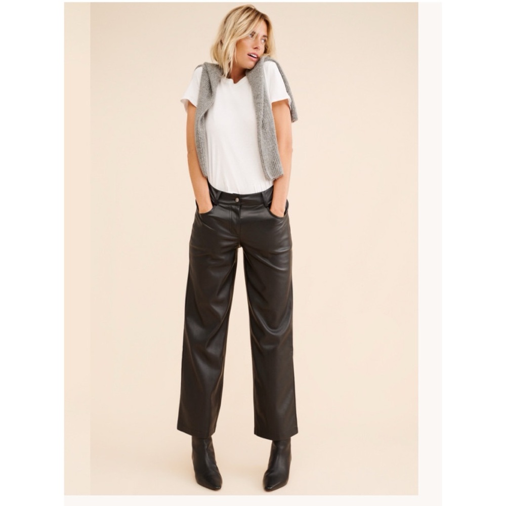 4TH & Reckless‎ Bobbie Vegan Leather Trousers Medium Black - Picture 2 of 4